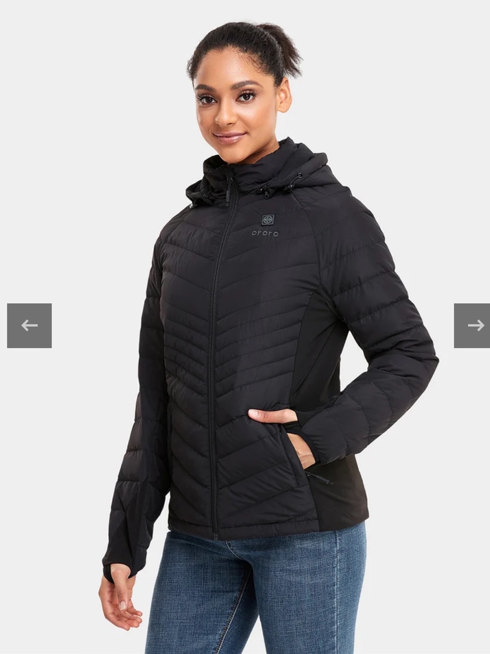 ORORO Cloudland Heated Down Jacket Women’s Detachable Hood Size XL